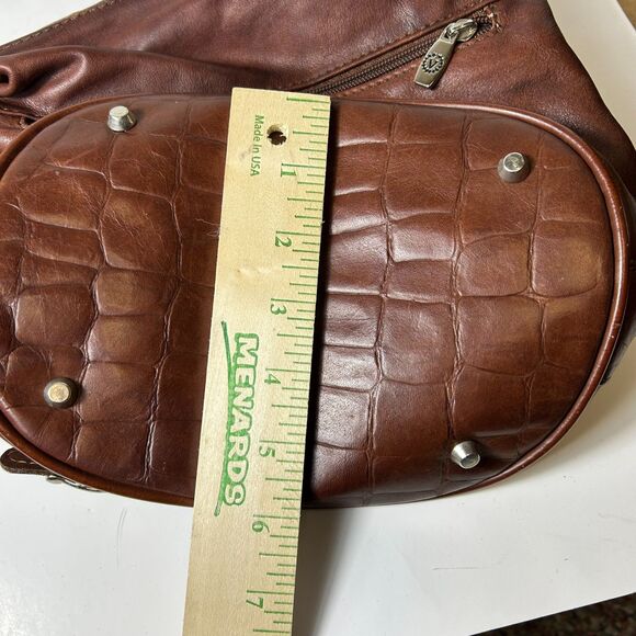 Valentina Italia Brown Leather Croco Embossed Bucket Sling Crossbd Shoulder Bag - Picture 13 of 14